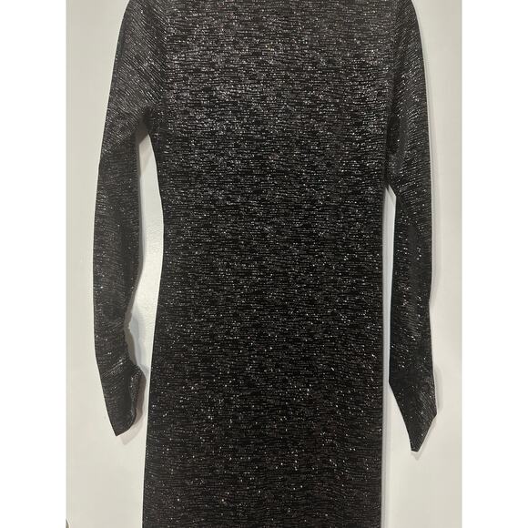 Misa Setarah Metallic Faux-wrap Midi Dress Black Shimmer Size Large NWT Sheath - Picture 11 of 14